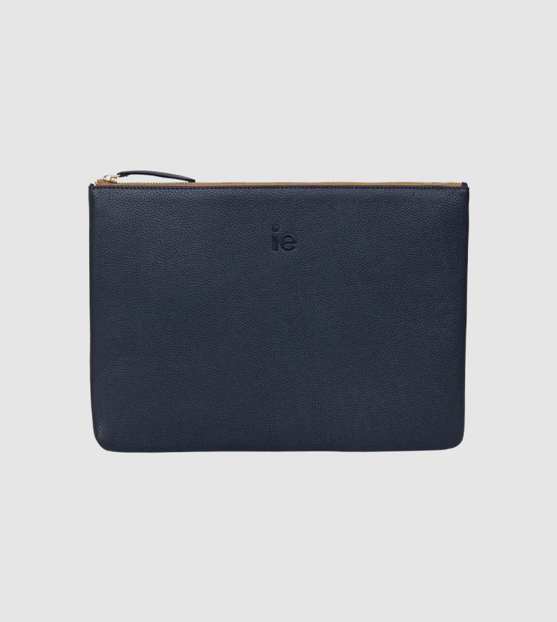 IE Leather Ipad Pro Case. Navy color front