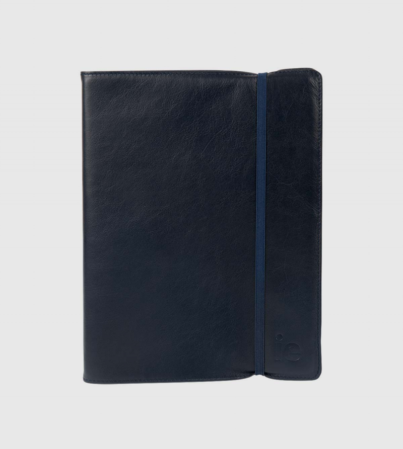 IE Leather Agenda Case. Navy color front