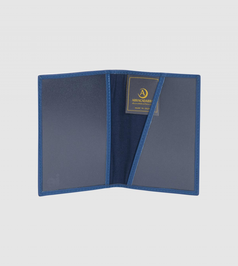 IE Leather Passport Case. Navy color back