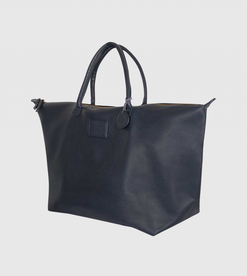 IE Leather Travel Bag. Navy color back