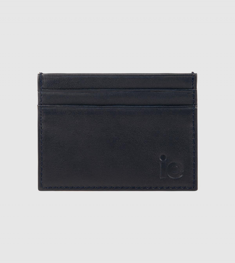 IE Leather Wallet. Navy color front