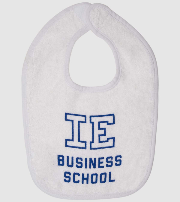 IE Business School Baby Bib. White color front