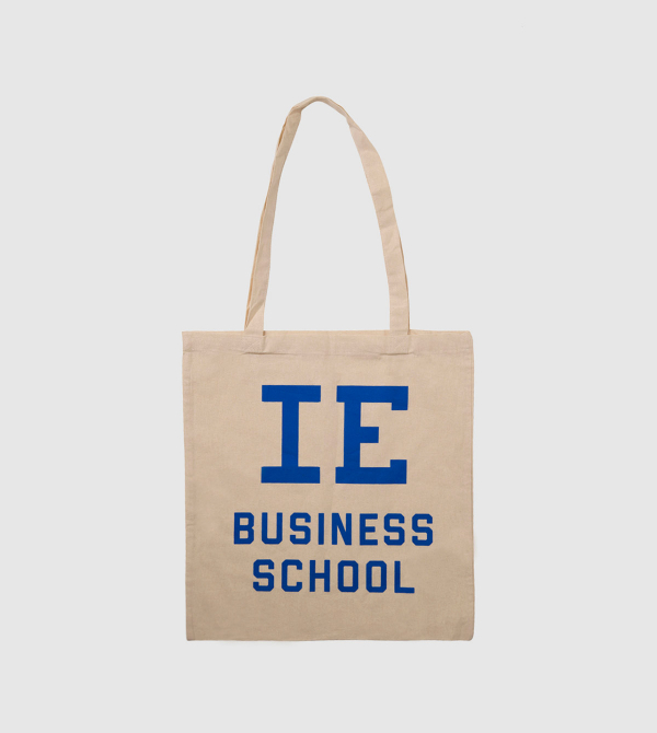 IE Business School Cotton Canvas Tote Bag. Natural color front
