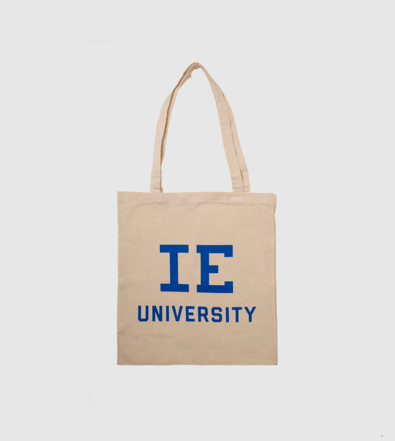 IE University Cotton Canvas Tote Bag. Natural color front