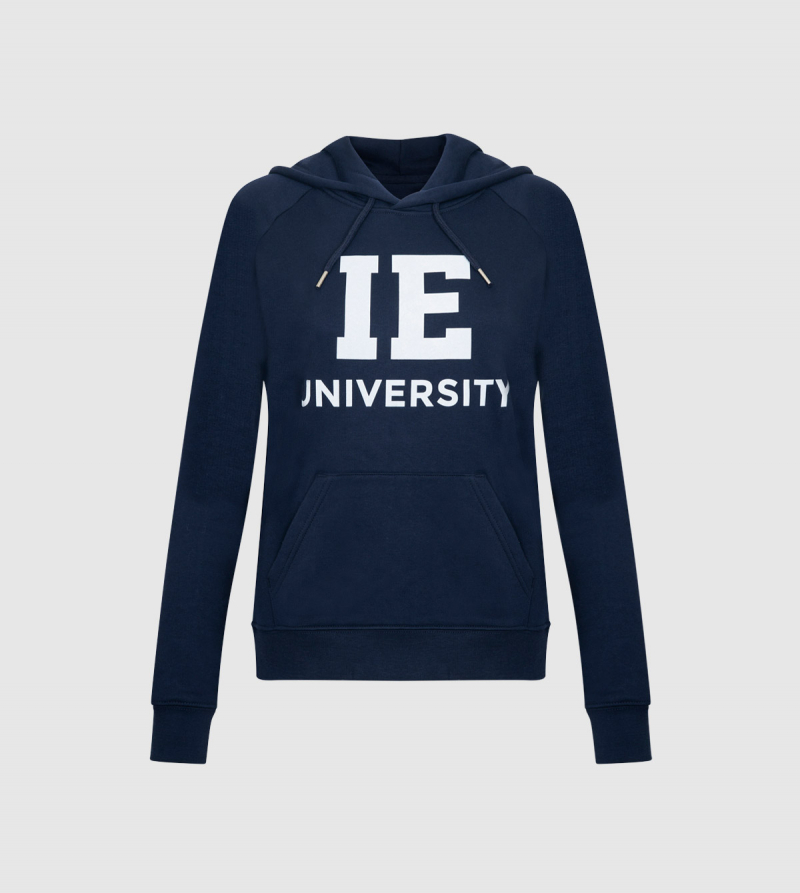 IE University Kids Hoodie. Navy color front