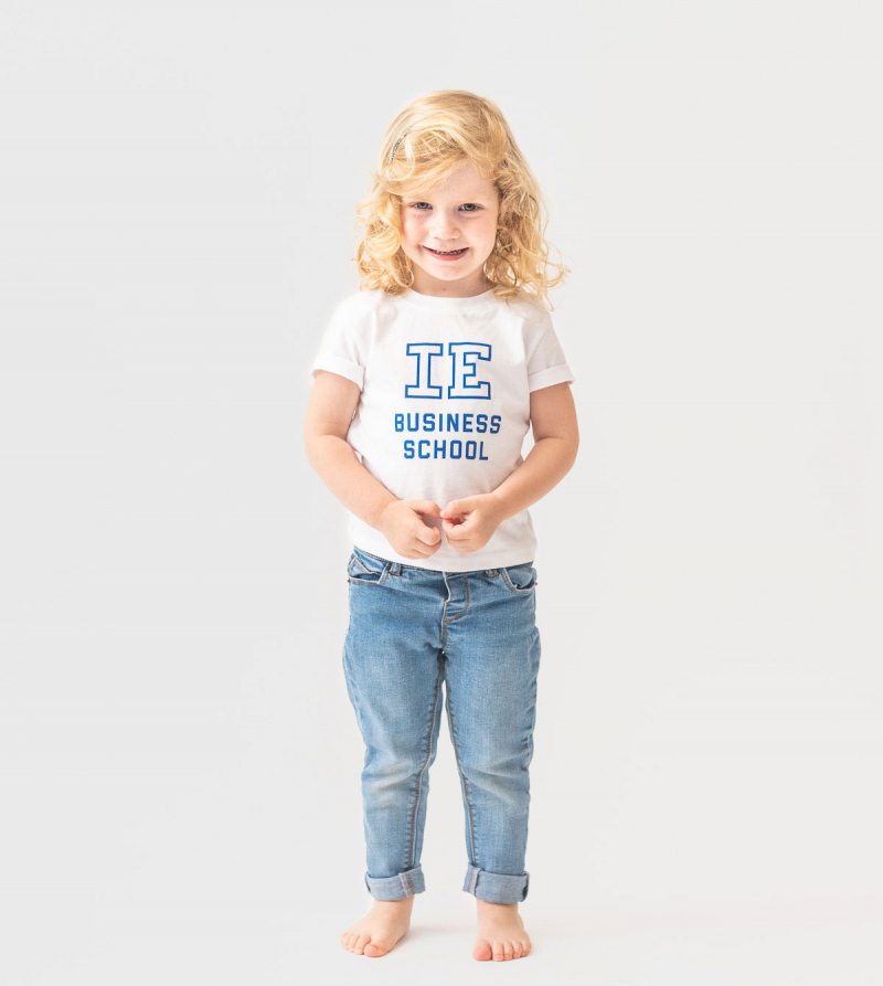 IE Business School Baby T-Shirt. White color front
