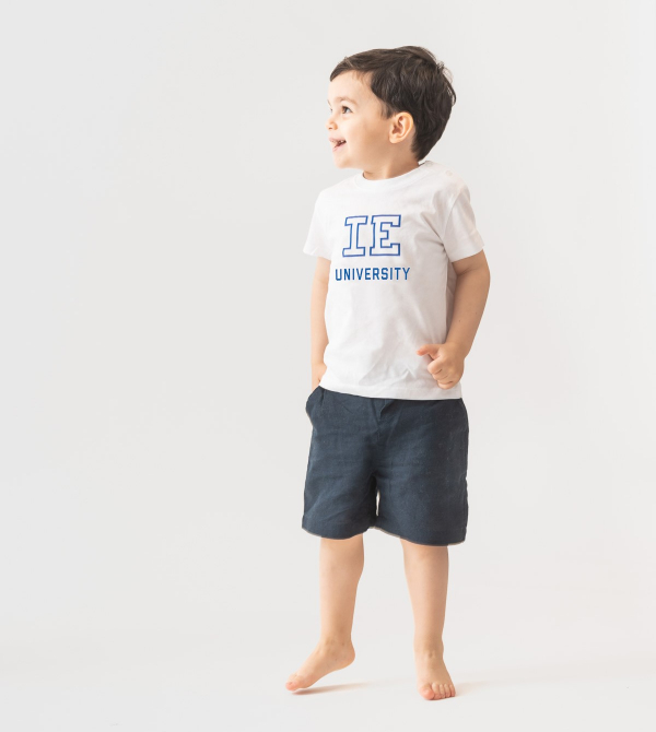 IE University Baby T-Shirt. White color front