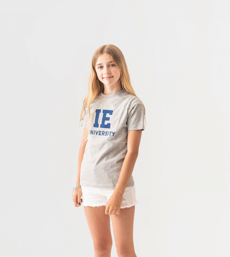 IE University Kids T-Shirt. Grey color front