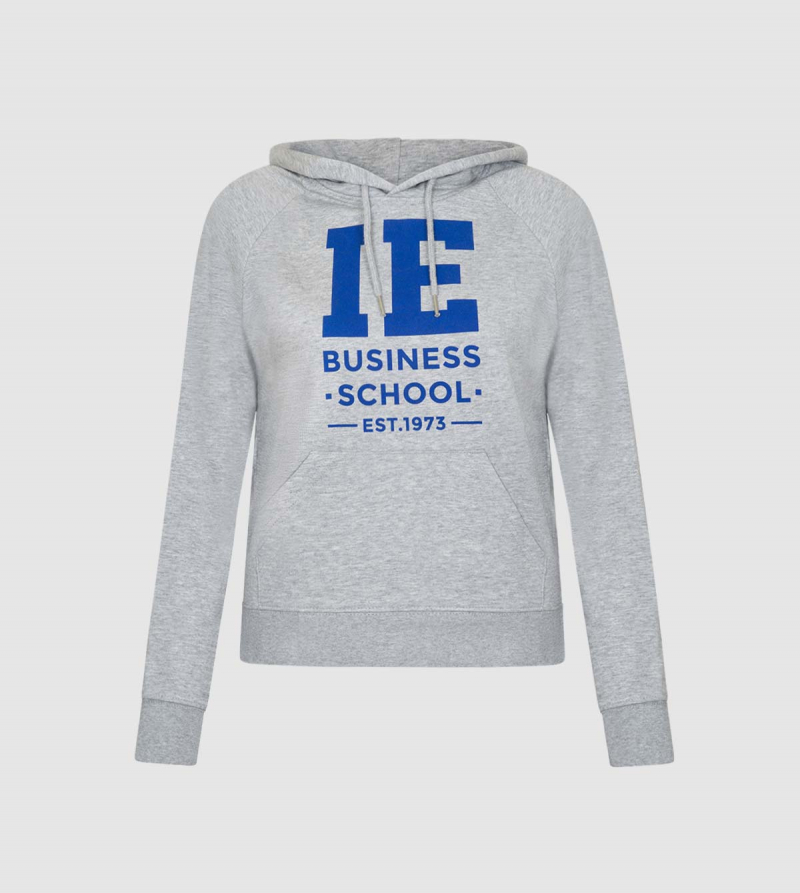 IE Business School Women's Hoodie. Grey color front