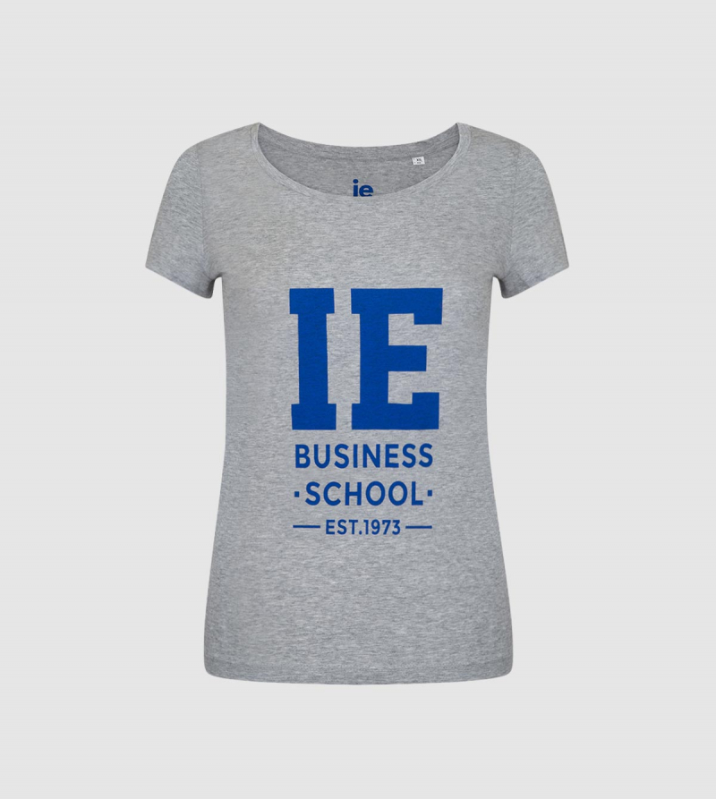 IE Business School Women's T-Shirt. Grey color front