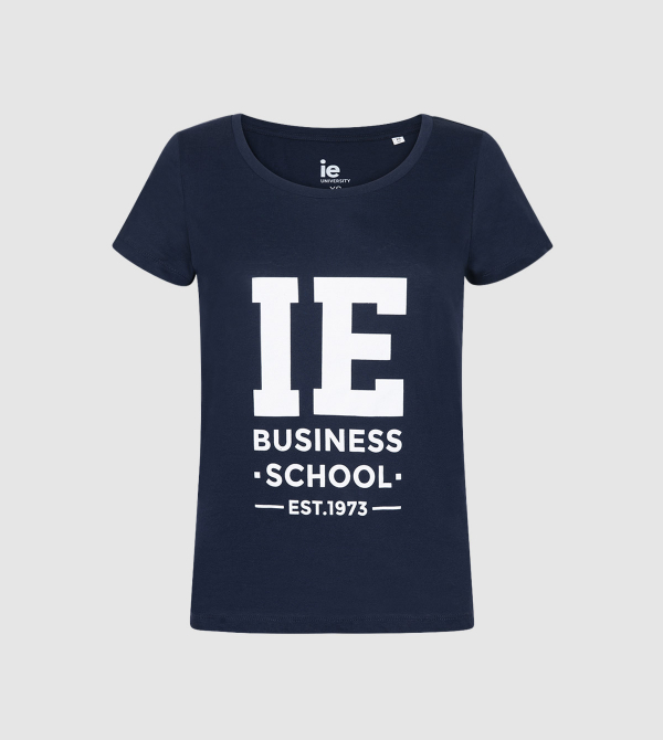 IE Business School Women's T-Shirt. Navy color front