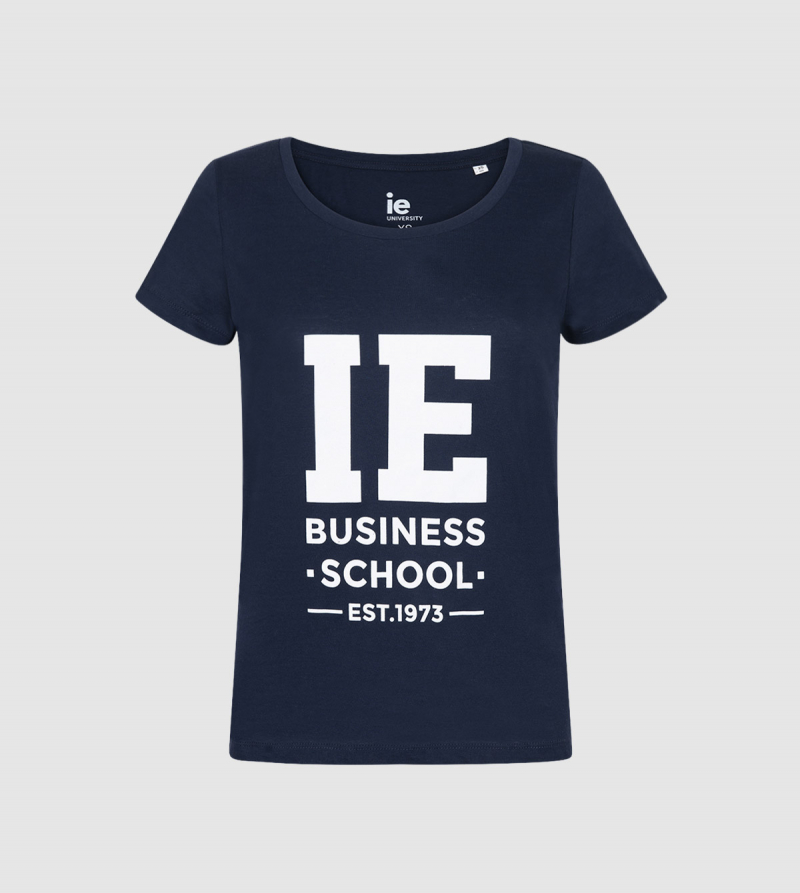 IE Business School Women's T-Shirt. Navy color front
