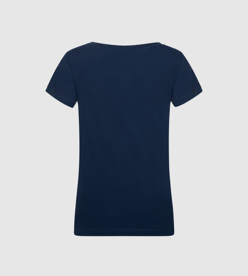 IE Women's T-Shirt. Navy color back