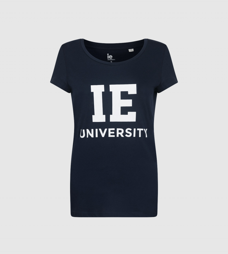 IE University Women´s T-Shirt. Navy color front