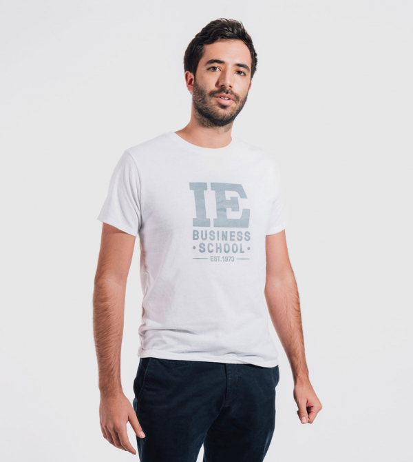 IE Business School Men's T-shirt. White color front