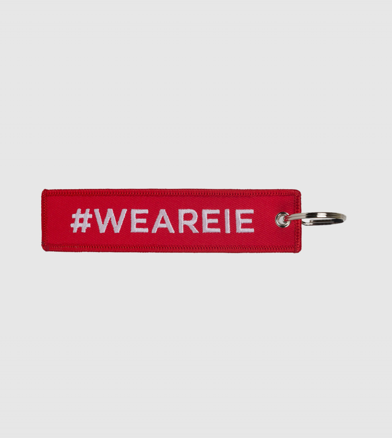 IE Law Embroidery Keychain. Red color back