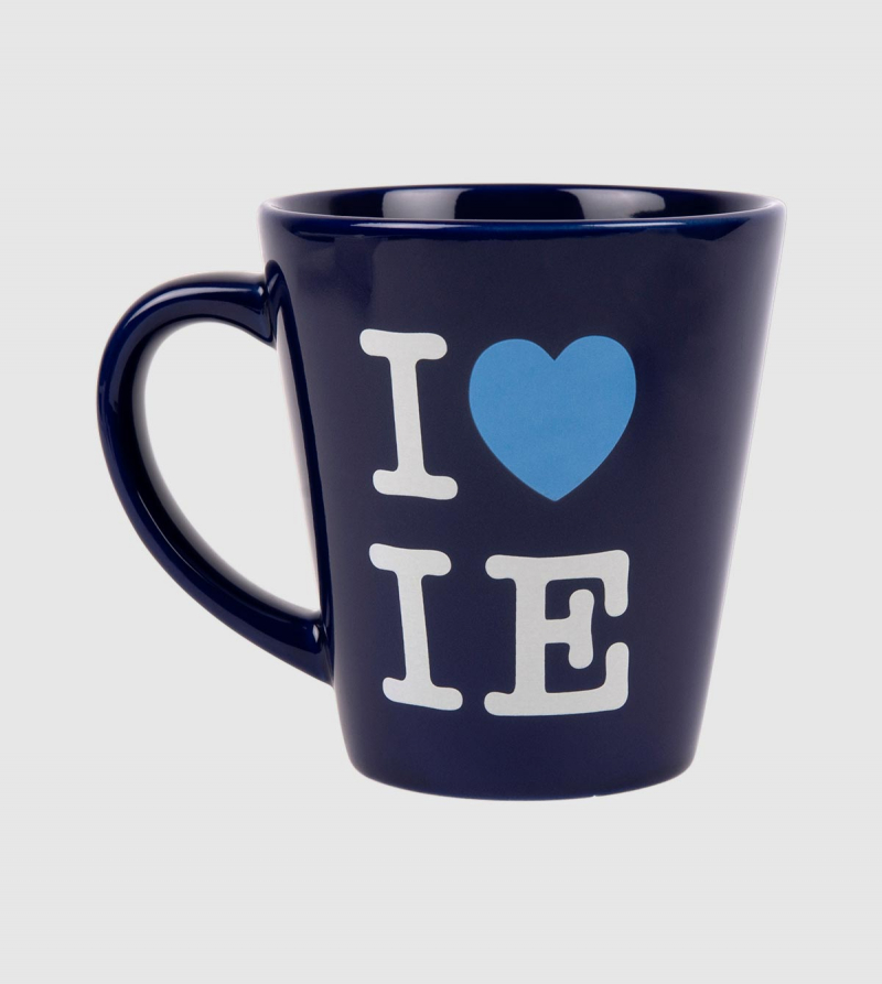 "I Love IE" Blue Mug. Blue color front
