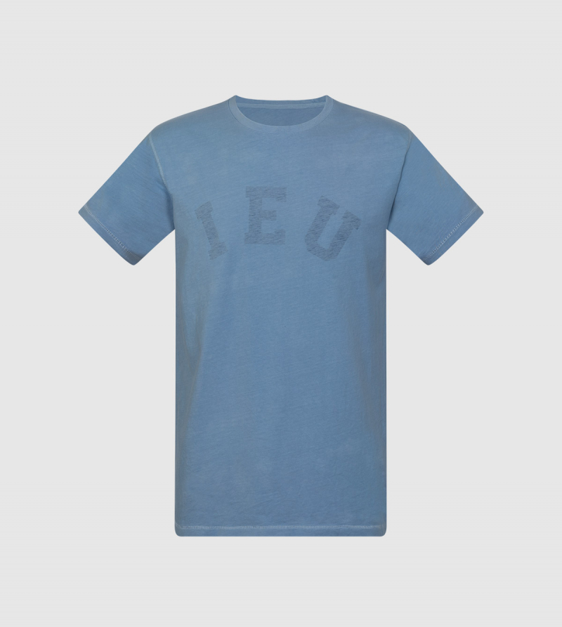 Zeus IE University T-shirt. Light blue color front