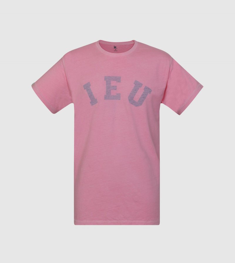 Zeus IE University T-shirt. Pink color front