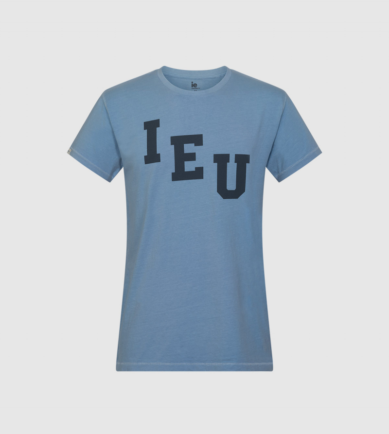 Poseidon IE University T-shirt. Light blue color front