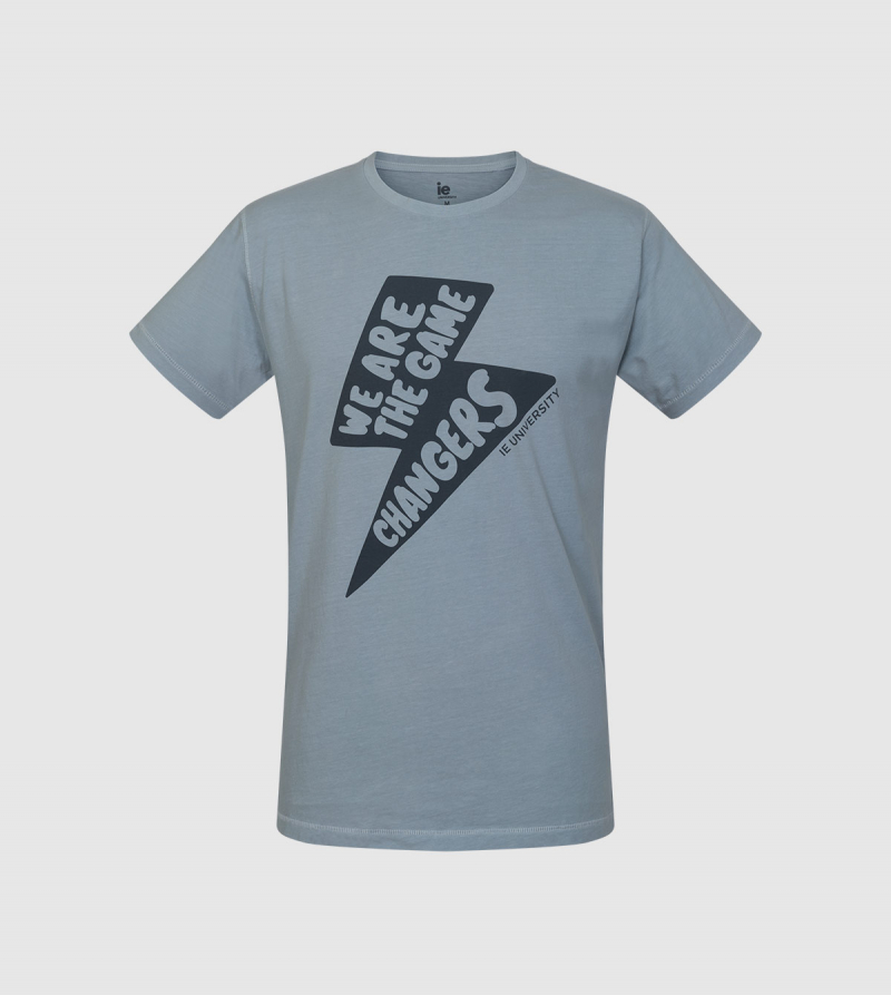 Lightning IE University T-shirt. Grey color front