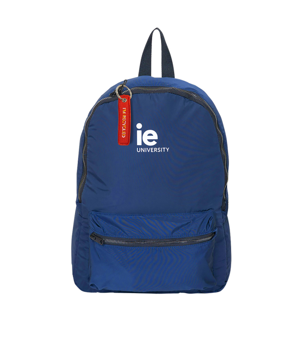 "I'm Recycled" Backpack. midnight navy colour front