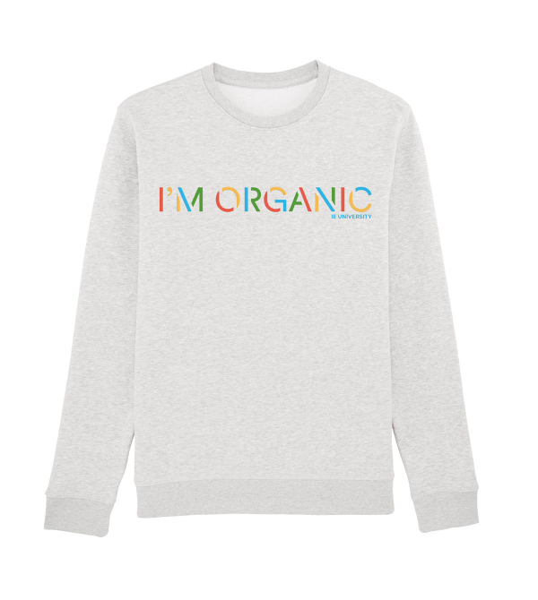 "I'm Organic" Sweatshirt. ash grey colour front