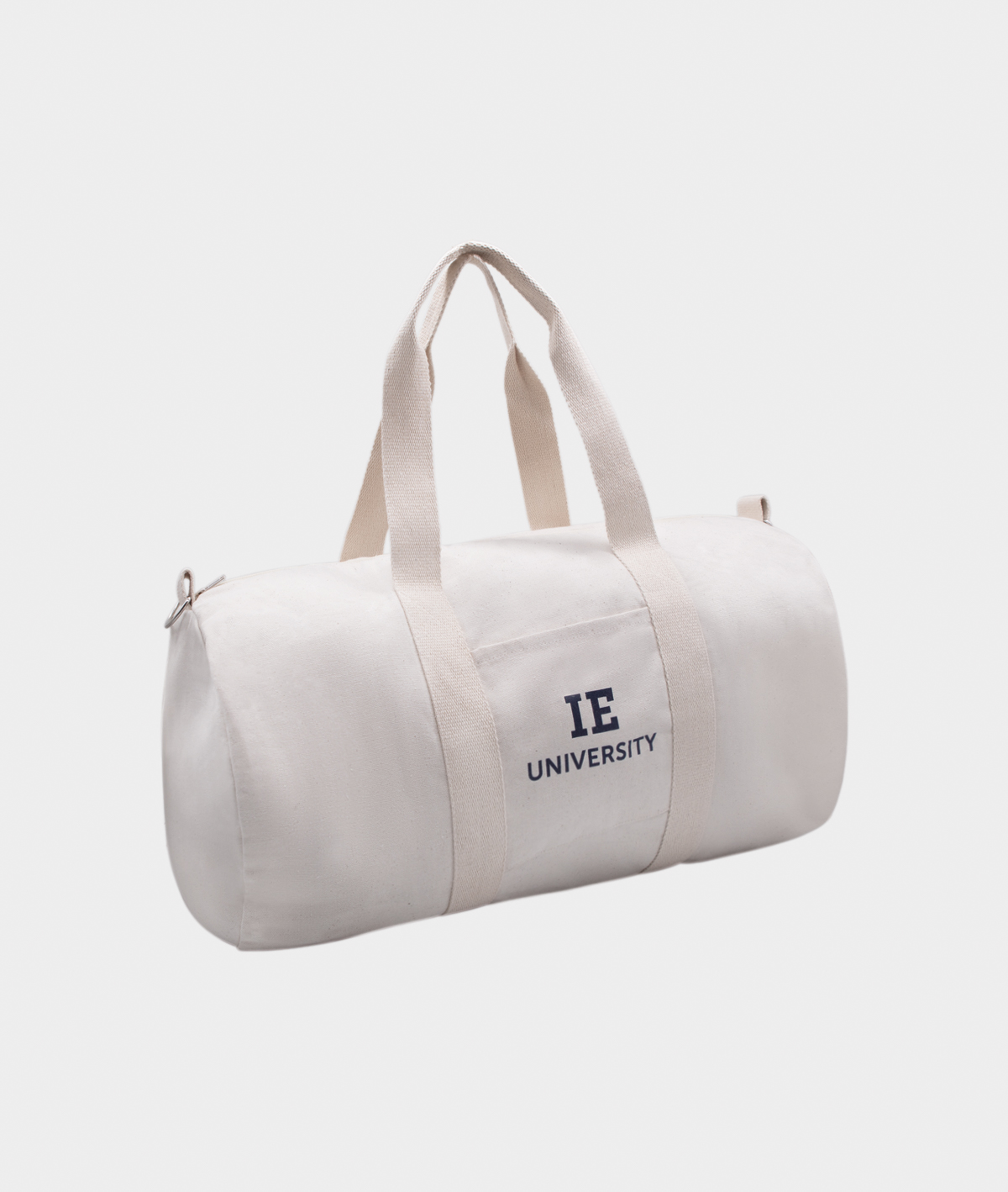 Duffle sport bag IE University. natural colour front