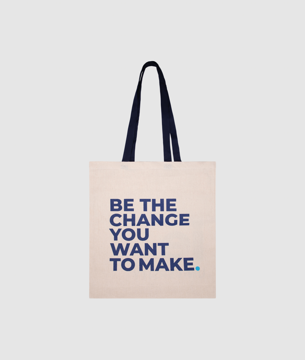 Tote bag "Be the change you want to make". natural colour back