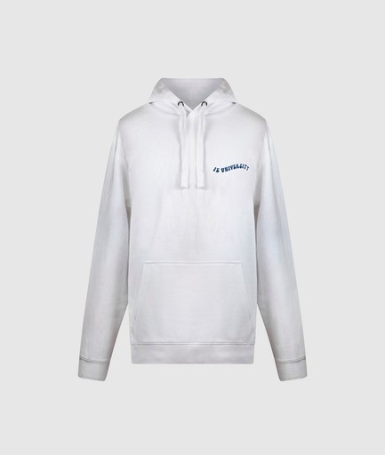 IE University Wavy Print Hoodie. White colour front