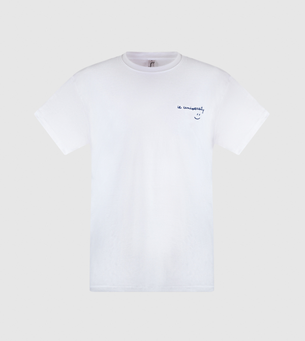 Smile IEU T-Shirt. White colour front|
