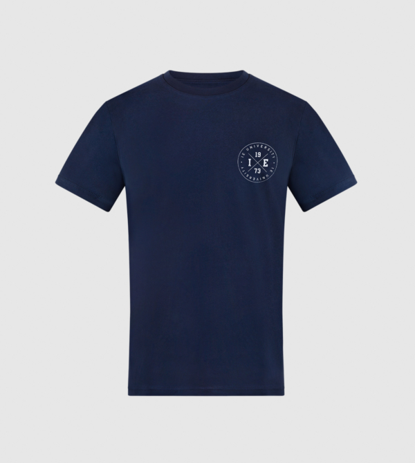 IE University SM T-shirt. Navy colour front