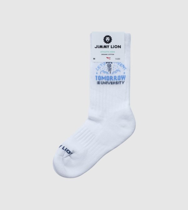 Jimmy Lion IE University Toddler Socks. WHITE colour front