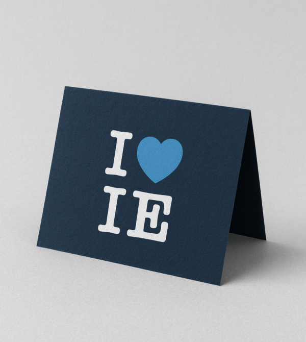 Greeting Gift Card I Love IE. Navy colour front